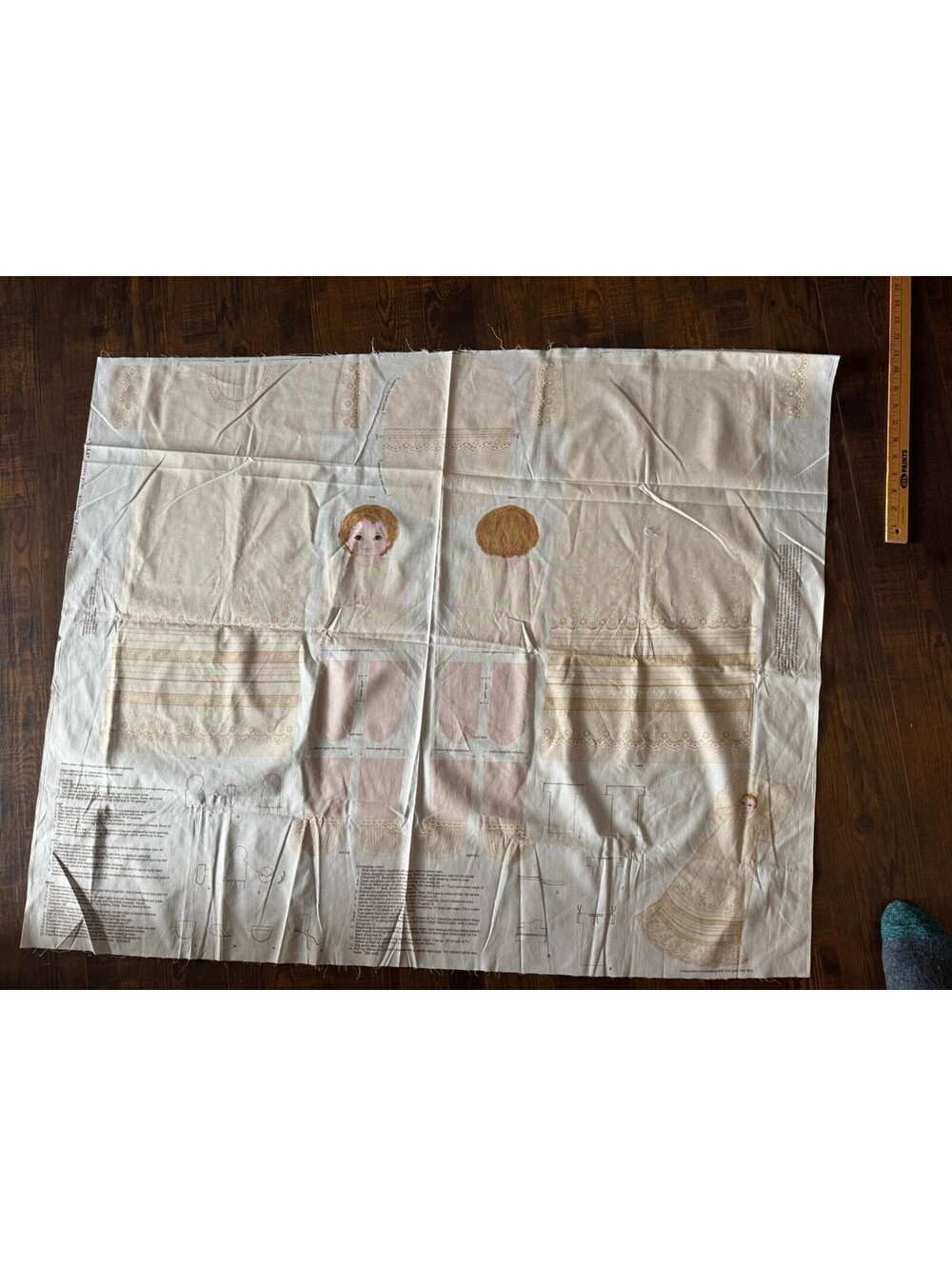 Vintage Cranston Print Works Cut & Sew Cloth Doll Fabric Panel Christening Gown